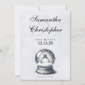 Elegant Sneeuw Wereldbol Verloving Ring Save The Date (Voorkant)