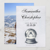 Elegant Sneeuw Wereldbol Verloving Ring Save The Date (Voorkant / Achterkant)