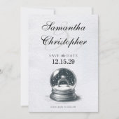 Elegant Sneeuw Wereldbol Verloving Ring Save The Date (Voorkant)