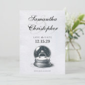 Elegant Sneeuw Wereldbol Verloving Ring Save The Date (Staand voorkant)