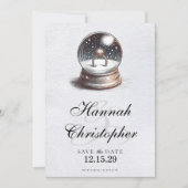 Elegant Sneeuw Wereldbol Verloving Ring Save The Date (Voorkant)