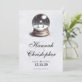 Elegant Sneeuw Wereldbol Verloving Ring Save The Date (Staand voorkant)