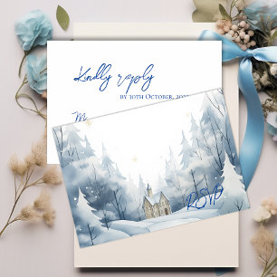 Elegant Sneeuwlandschap Winter Mode Huwelijk RSVP Kaartje