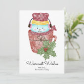 Elegant Sneeuwman Mok Kerstmis Feestdagenkaart (Staand voorkant)