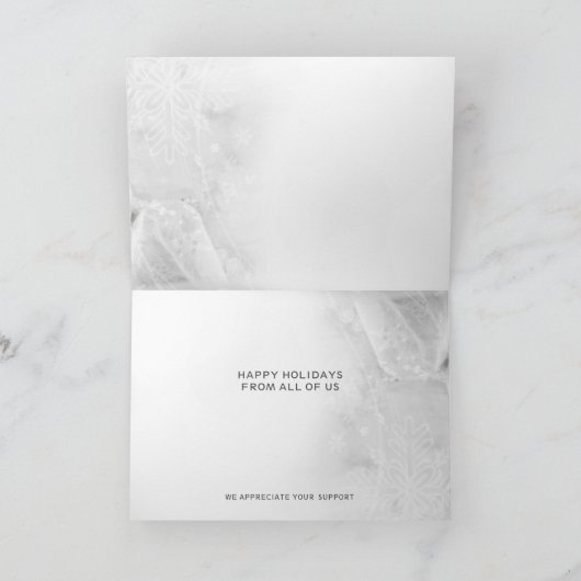 Elegant Sneeuwscène Roze Ornament Company Holiday Feestdagen Kaart (Binnen)