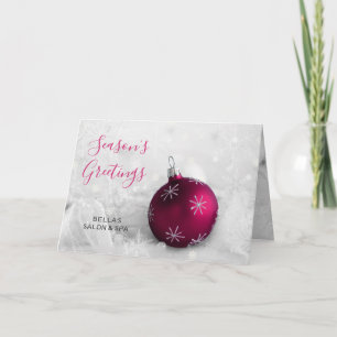 Elegant Sneeuwscène Roze Ornament Company Holiday Feestdagen Kaart