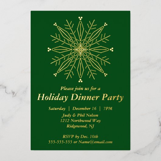 Elegant sneeuwvlok feestje folie uitnodiging (Voorkant)
