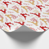 Elegant Sneeuwvlok Goud Rood Rendier Kerstmis Cadeaupapier (Hoek)