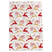 Elegant Sneeuwvlok Goud Rood Rendier Kerstmis Medium Cadeauzakje (Achterkant)