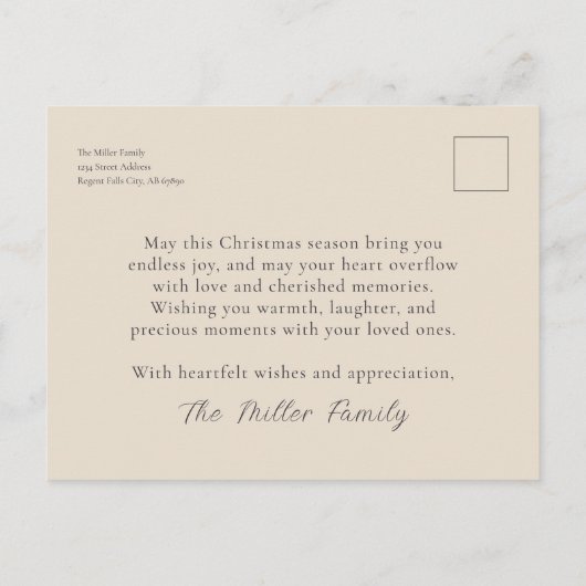 Elegant Sneeuwvlok Kerst Briefkaart (Achterkant)