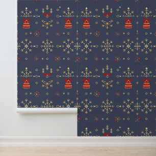 Elegant sneeuwvlok kerstpatroon behang