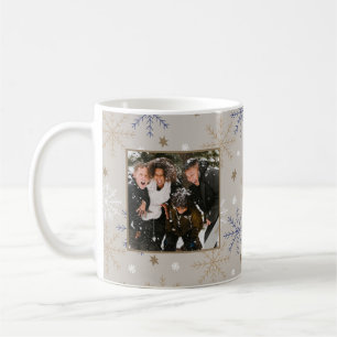 Elegant sneeuwvlok patroon beige 2 foto koffiemok