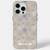 Elegant sneeuwvlok patroon beige gepersonaliseerd Case-Mate iPhone case (Achterkant)