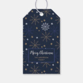 Elegant sneeuwvlok patroon Donkerblauw Label Cadeaulabel (Voorkant)