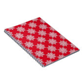 Elegant sneeuwvlok Patroon Rood en Wit Notitieboek (Rechterzijde)