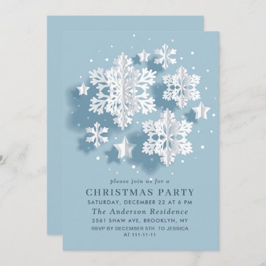 Elegant sneeuwvlok Vakantie KERSTFEEST Kaart (Voorkant / Achterkant)