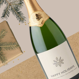 Elegant sneeuwvlok vakantie label sparkling wijnetiket