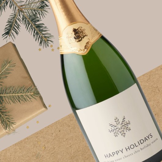 Elegant sneeuwvlok vakantie label sparkling wijnetiket