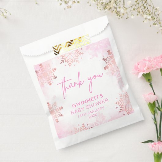 Elegant sneeuwvlokken Baby shower Bedankzakje (Gezegeld)