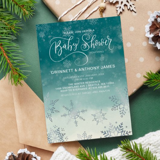 Elegant sneeuwvlokken Baby shower Kaart