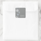 Elegant Sneeuwvlokken Blauw & Grijs Baby shower Vi Vierkante Sticker (Tas)