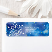 Elegant Sneeuwvlokken Blauw Paarse Waterverf Adres Etiket (Insitu)
