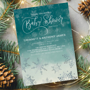 Elegant sneeuwvlokken kalligrafie Baby shower Kaart