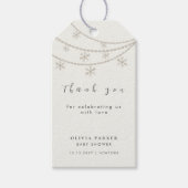 Elegant Sneeuwvlokken Winter Baby shower Dank u Cadeaulabel (Voorkant)