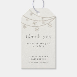 Elegant Sneeuwvlokken Winter Baby shower Dank u Cadeaulabel