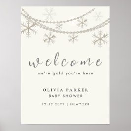 Elegant Sneeuwvlokken Winter Baby shower Welkom Poster
