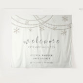 Elegant Sneeuwvlokken Winter Baby shower Welkom Wandkleed (Voorkant (horizontaal))