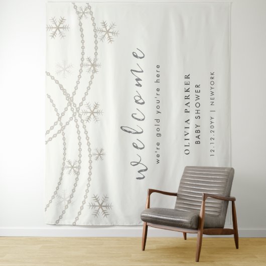Elegant Sneeuwvlokken Winter Baby shower Welkom Wandkleed (In situ)