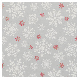 Elegant Sneeuwvlokken wit en rood op zilvergrijs Stof