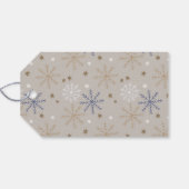 Elegant Sneeuwvlokpatroon Beige Cadeaulabel (Achterkant Horizontaal)