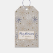 Elegant Sneeuwvlokpatroon Beige Cadeaulabel (Voorkant)