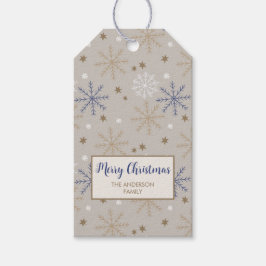 Elegant Sneeuwvlokpatroon Beige Cadeaulabel