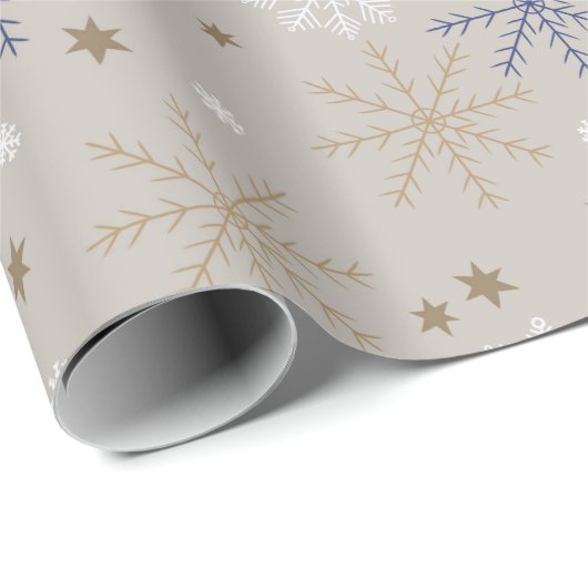 Elegant Sneeuwvlokpatroon Beige Cadeaupapier (Rol Hoek)