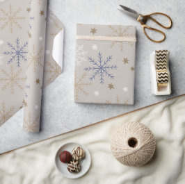 Elegant Sneeuwvlokpatroon Beige Cadeaupapier