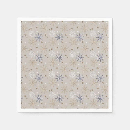 Elegant Sneeuwvlokpatroon Beige Servet (Voorkant)