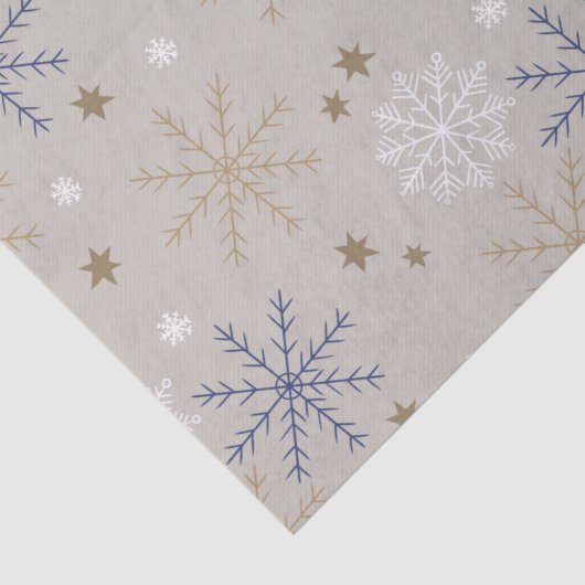 Elegant Sneeuwvlokpatroon Beige Tissuepapier (Detail)