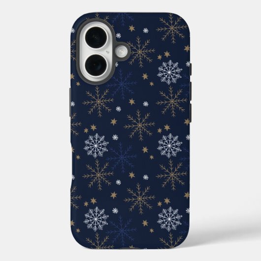 Elegant sneeuwvlokpatroon donkerblauw Case-Mate iPhone case (Achterkant)