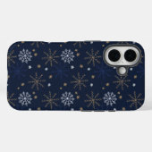 Elegant sneeuwvlokpatroon donkerblauw Case-Mate iPhone case (Achterkant (horizontaal))