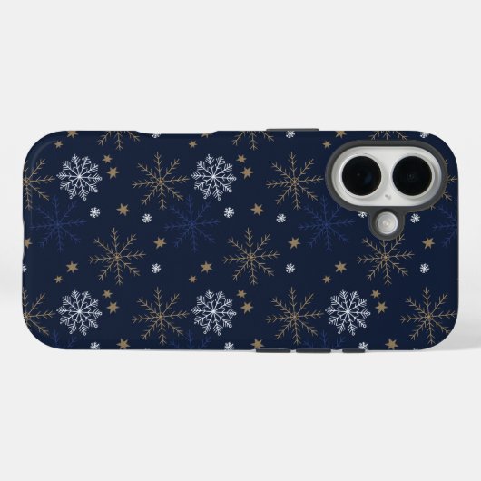 Elegant sneeuwvlokpatroon donkerblauw Case-Mate iPhone case (Achterkant (horizontaal))
