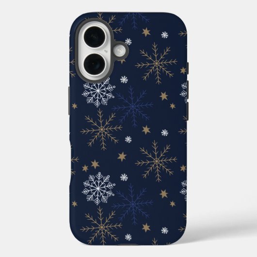 Elegant sneeuwvlokpatroon donkerblauw Case-Mate iPhone case (Achterkant)