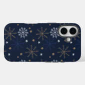 Elegant sneeuwvlokpatroon donkerblauw Case-Mate iPhone case (Achterkant (horizontaal))