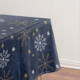 Elegant sneeuwvlokpatroon donkerblauw tafelkleed