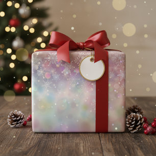Elegant sneeuwvlokpatroon op roze pastel ombre cadeaupapier