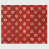 Elegant sneeuwvlokpatroon voor rode en gouden kers cadeaupapier (Vlak)