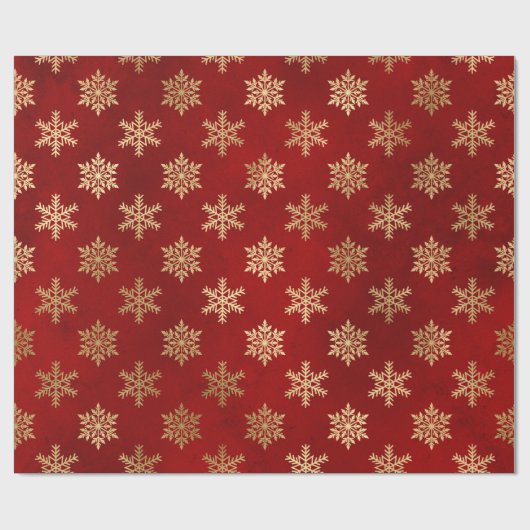 Elegant sneeuwvlokpatroon voor rode en gouden kers cadeaupapier (Vlak)