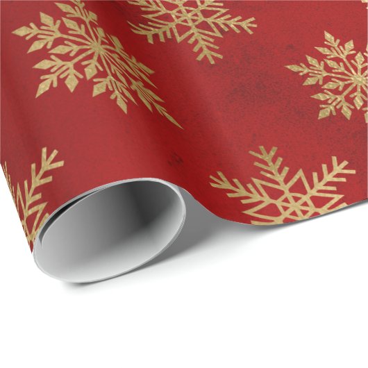 Elegant sneeuwvlokpatroon voor rode en gouden kers cadeaupapier (Rol Hoek)